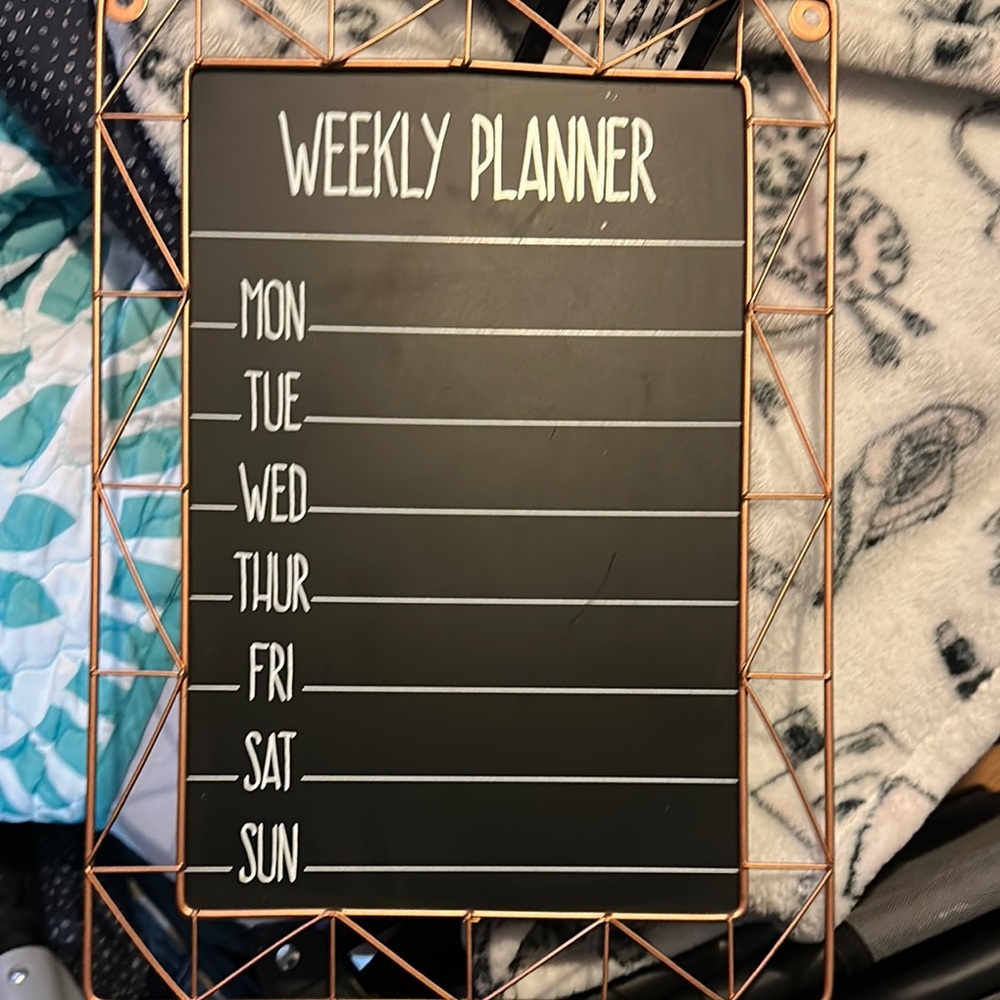 Black Weekly Planner with Copper Frame